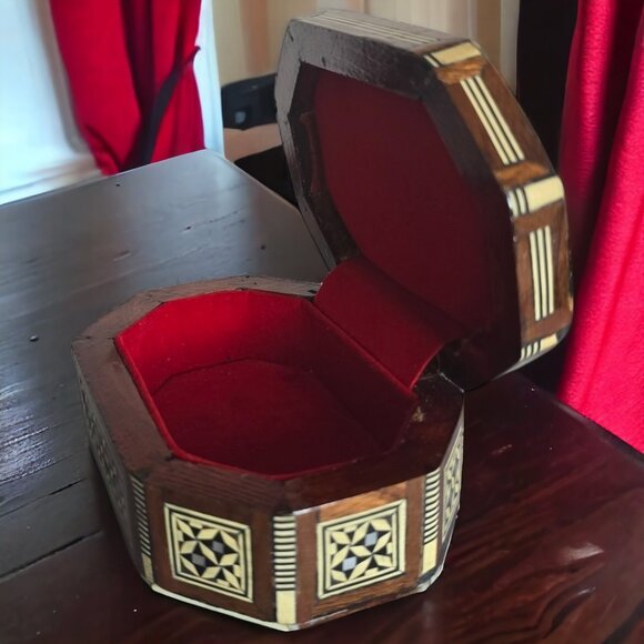 TURKISH MOSAIC MOTHER OF PEARL Vintage Jewelry Box - Picture 6 of 8
